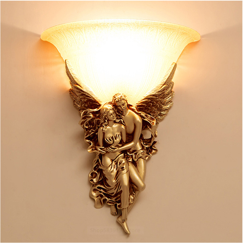 Baby Nursery Wall Lights - Nordic Modern Wall ไฟห้องนอนโคมไฟข้างเตียง Angel รูปเรซิ่นโคมไฟยุโรปสไตล์