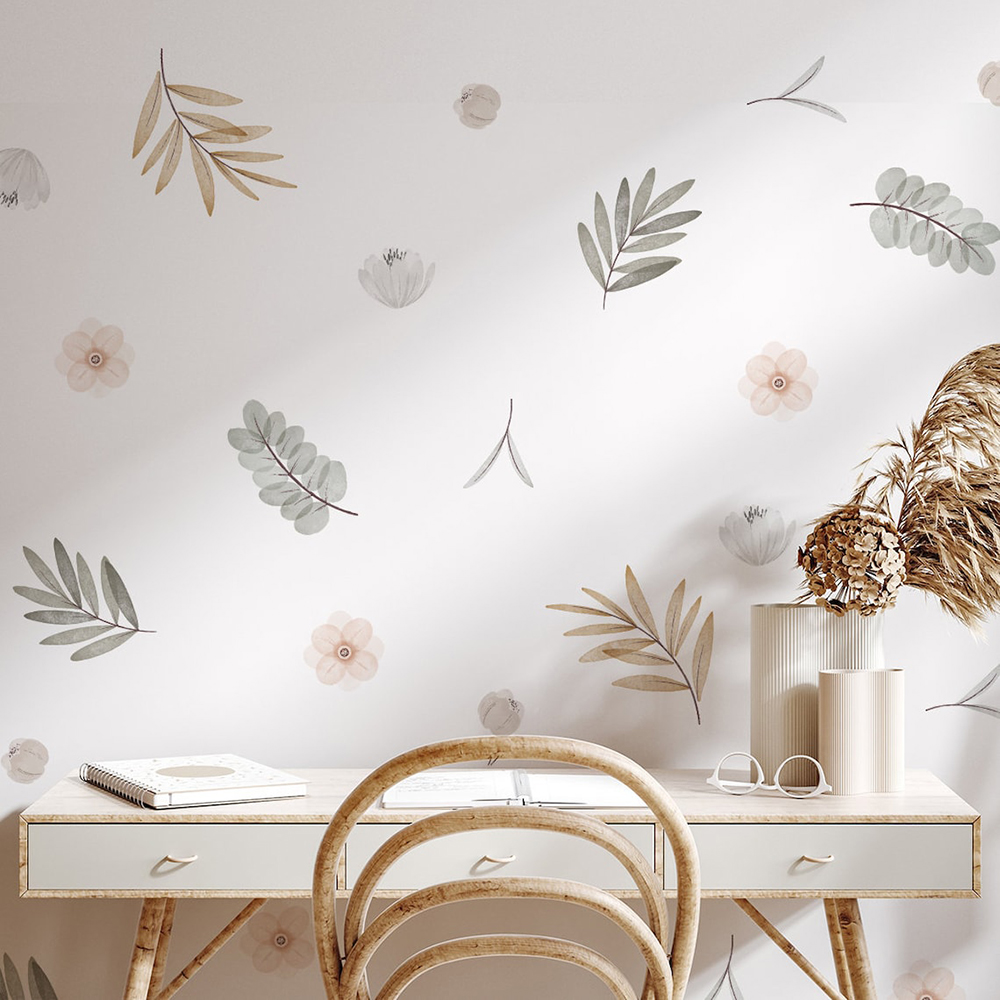 Baby Nursery Decor Girl - Boho ใบพฤกษศาสตร์ DIY Wall Decals Art