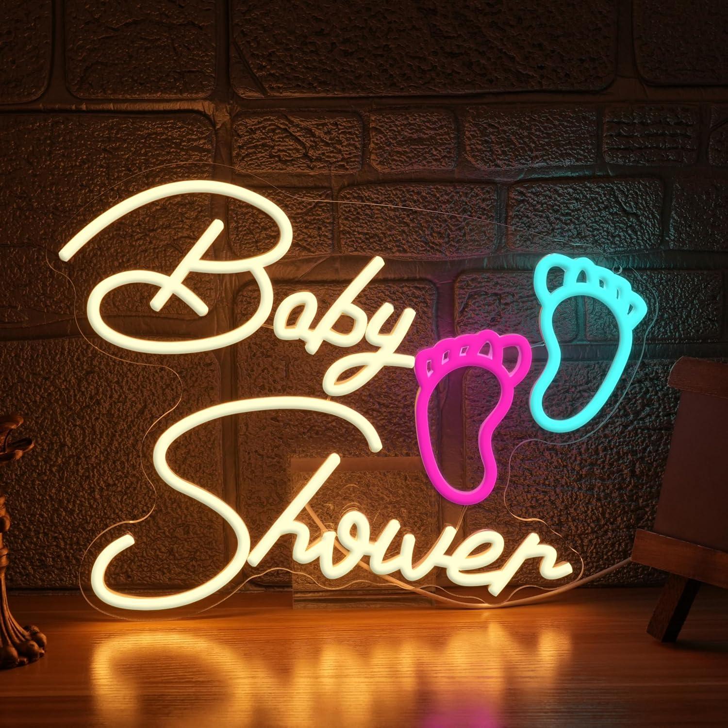 Baby Nursery Wall Lights - ป้ายไฟนีออนสำหรับงานเบบี้ชาวเวอร์ ไฟ LED ปรับความสว่างได้ผ่าน USB สำหรับตกแต่งห้องเด็ก
