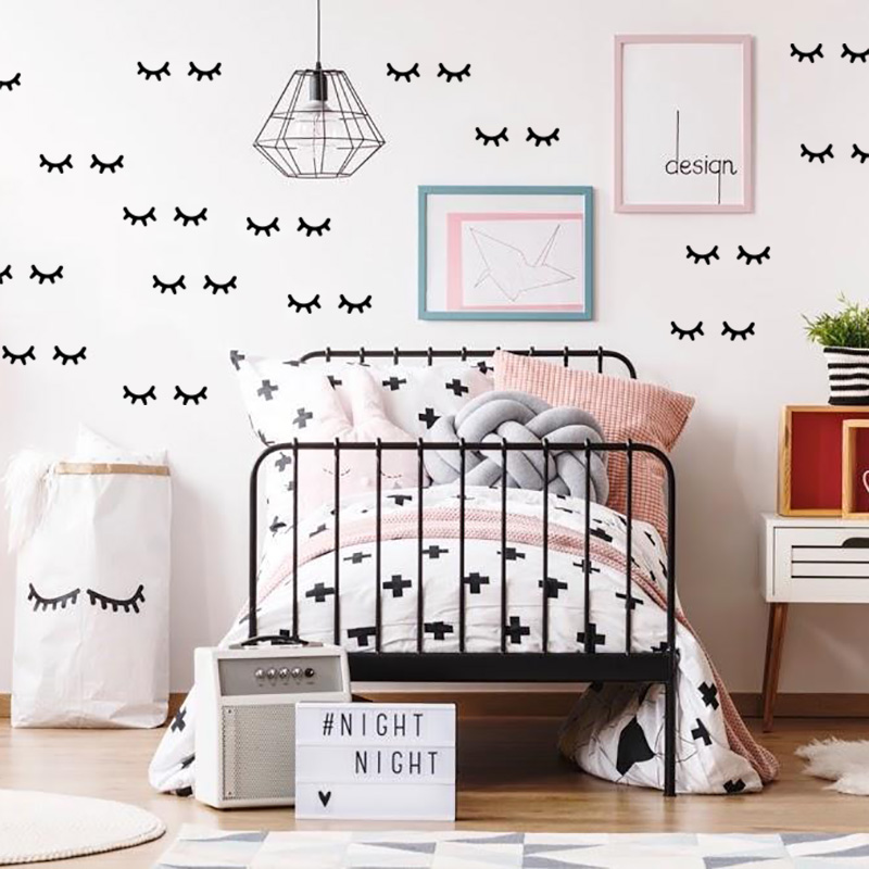 Baby Girl Nursery Quotes - เด็กตกแต่งห้อง Eyelash สติ๊กเกอร์ติดผนังเด็กน่ารักสติกเกอร์ Nordic สาวตกแต่งห้องนอน