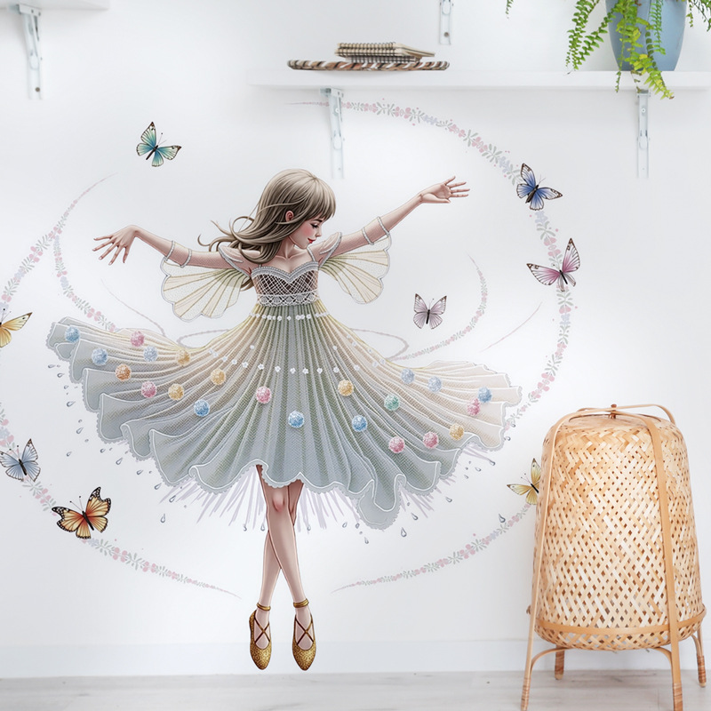 Baby Nursery Decor Girl - สาวเต้นรําไวนิลเด็กสติ๊กเกอร์ติดผนังสําหรับสาวตกแต่งห้องตกแต่งห้องนอนอุปกรณ์เสริมกาววอลล์เปเปอร์สติกเกอร์เฟอร์นิเจอร์