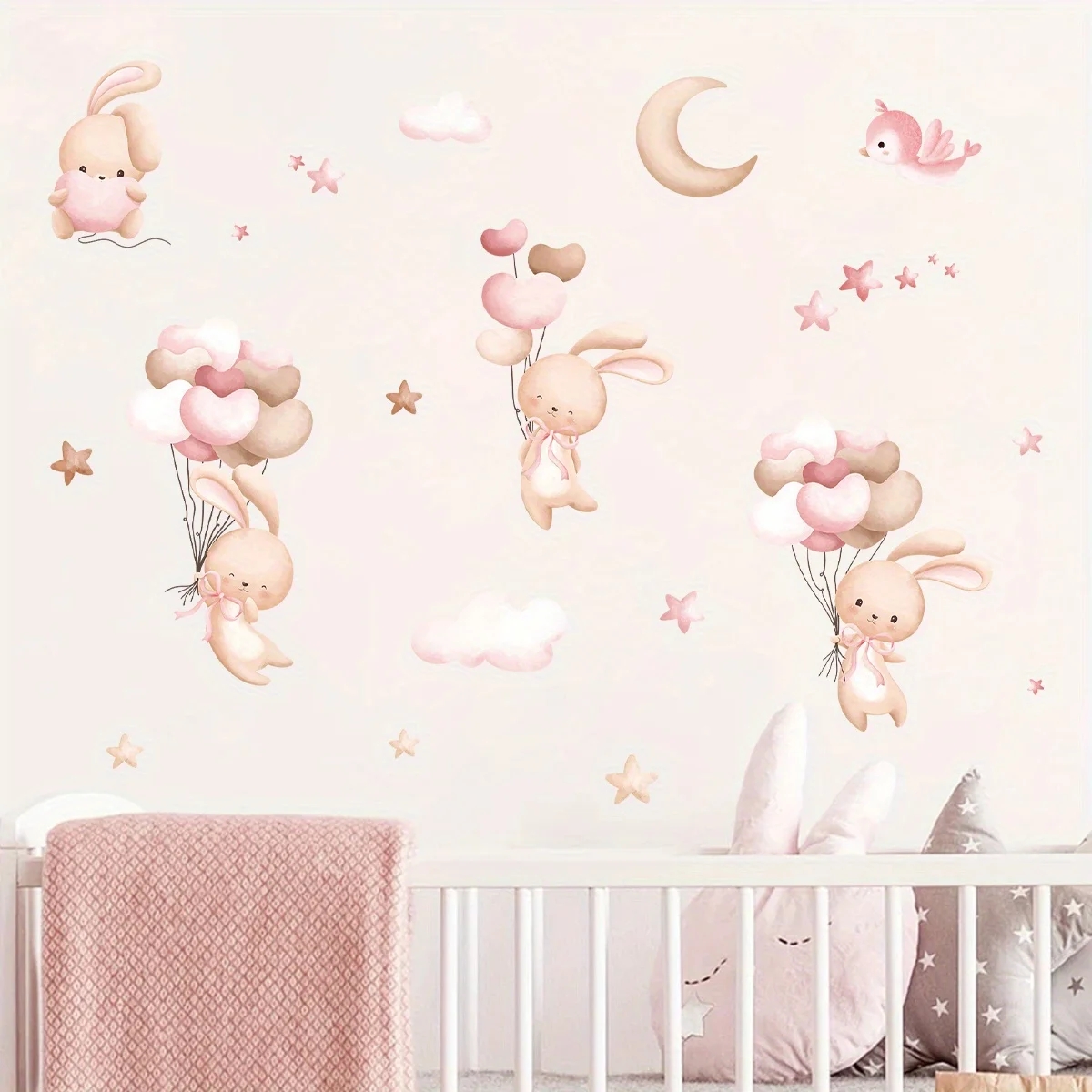 กระต่ายน่ารักบอลลูนสติ๊กเกอร์ต - Baby Girl Nursery Quotes บทวิจารณ์และราคา