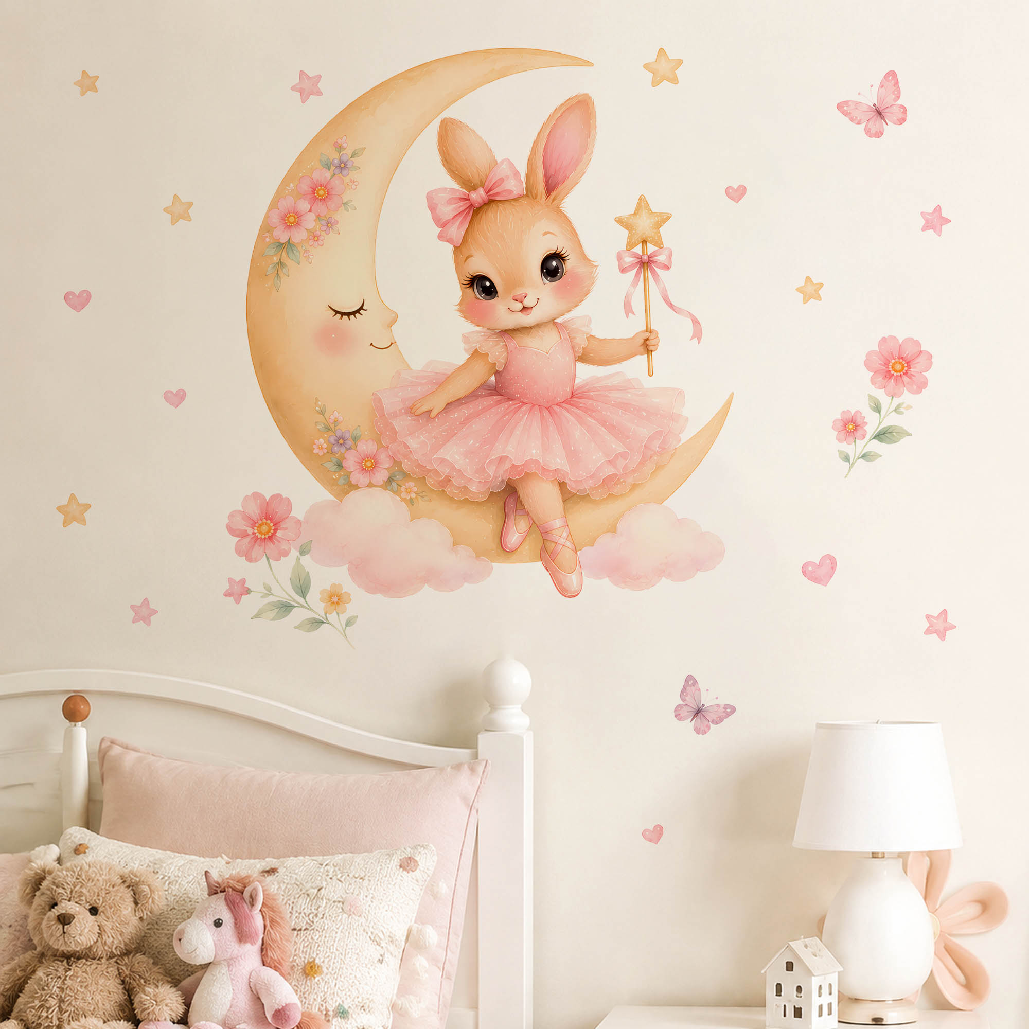 สติ๊กเกอร์ติดผนังลายกระต่ายนัก - Baby Girl Nursery Quotes บทวิจารณ์และราคา