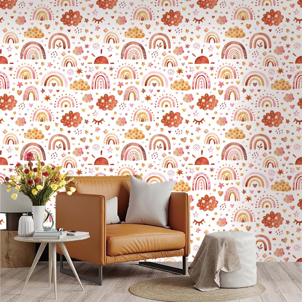 วอลเปเปอร์ลายสายรุ้งแบบลอกและต - Baby Nursery Peel And Stick Wallpaper บทวิจารณ์และราคา