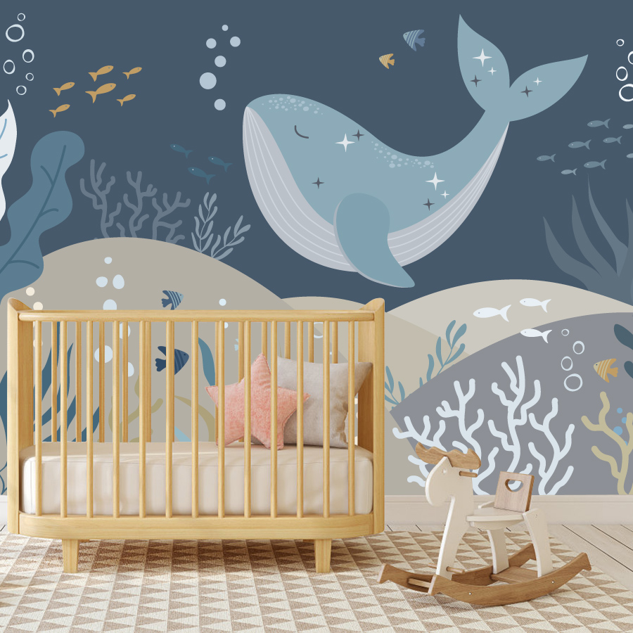 วอลเปเปอร์ลายการ์ตูนปลาวาฬน่าร - Baby Nursery Peel And Stick Wallpaper บทวิจารณ์และราคา