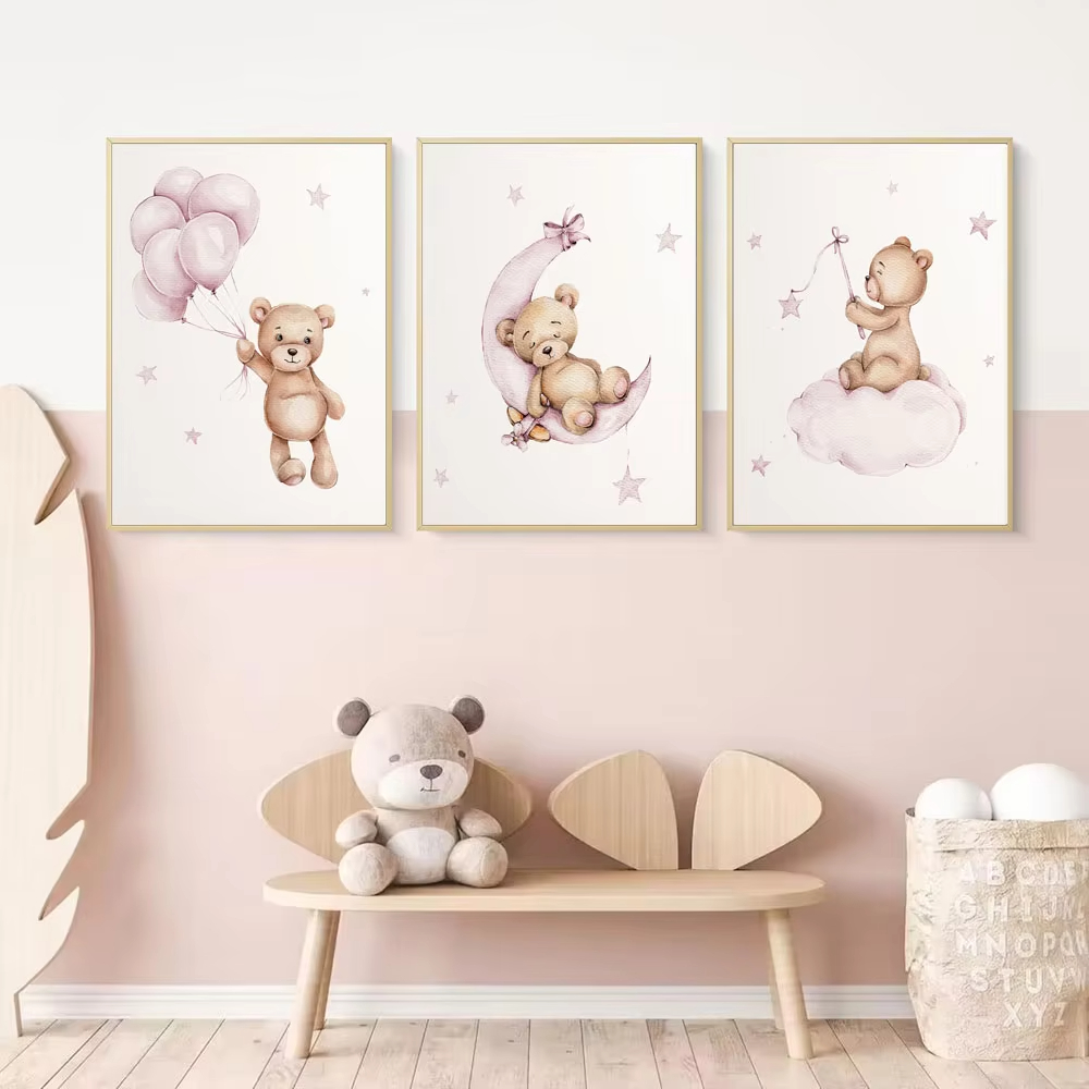 ภาพตกแต่งผนังห้องเด็ก ลายหมีเท - Baby Nursery Decor Girl บทวิจารณ์และราคา